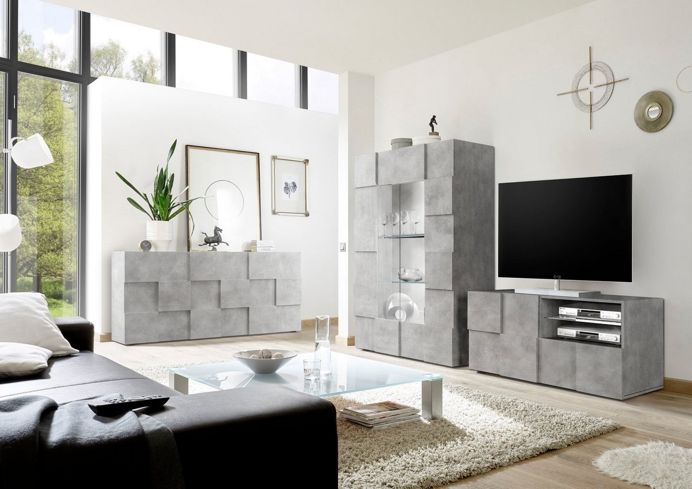 Home affaire Sideboard Dama Breite 181, Kommode 3 Türen, Anrichte, Front in 3D-Optik, viel Stauraum, verschiedene Farben – Bild 5 von 5