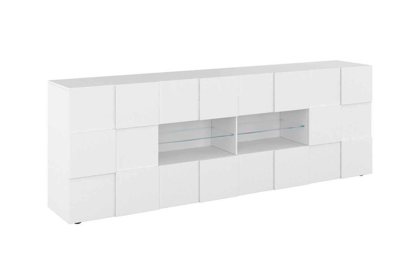 Home affaire Sideboard Dama Breite 241, Kommode 2 Türen u. 4 Schubkästen, Anrichte, Front in 3D-Optik, viel Stauraum, verschiedene Farben – Bild 3 von 5