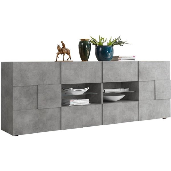 Home affaire Sideboard Dama Breite 241, Kommode 2 Türen u. 4 Schubkästen, Anrichte, Front in 3D-Optik, viel Stauraum, verschiedene Farben