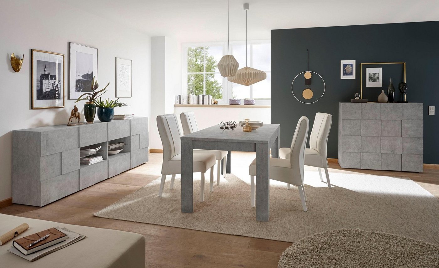 Home affaire Sideboard Dama Breite 241, Kommode 2 Türen u. 4 Schubkästen, Anrichte, Front in 3D-Optik, viel Stauraum, verschiedene Farben – Bild 4 von 5