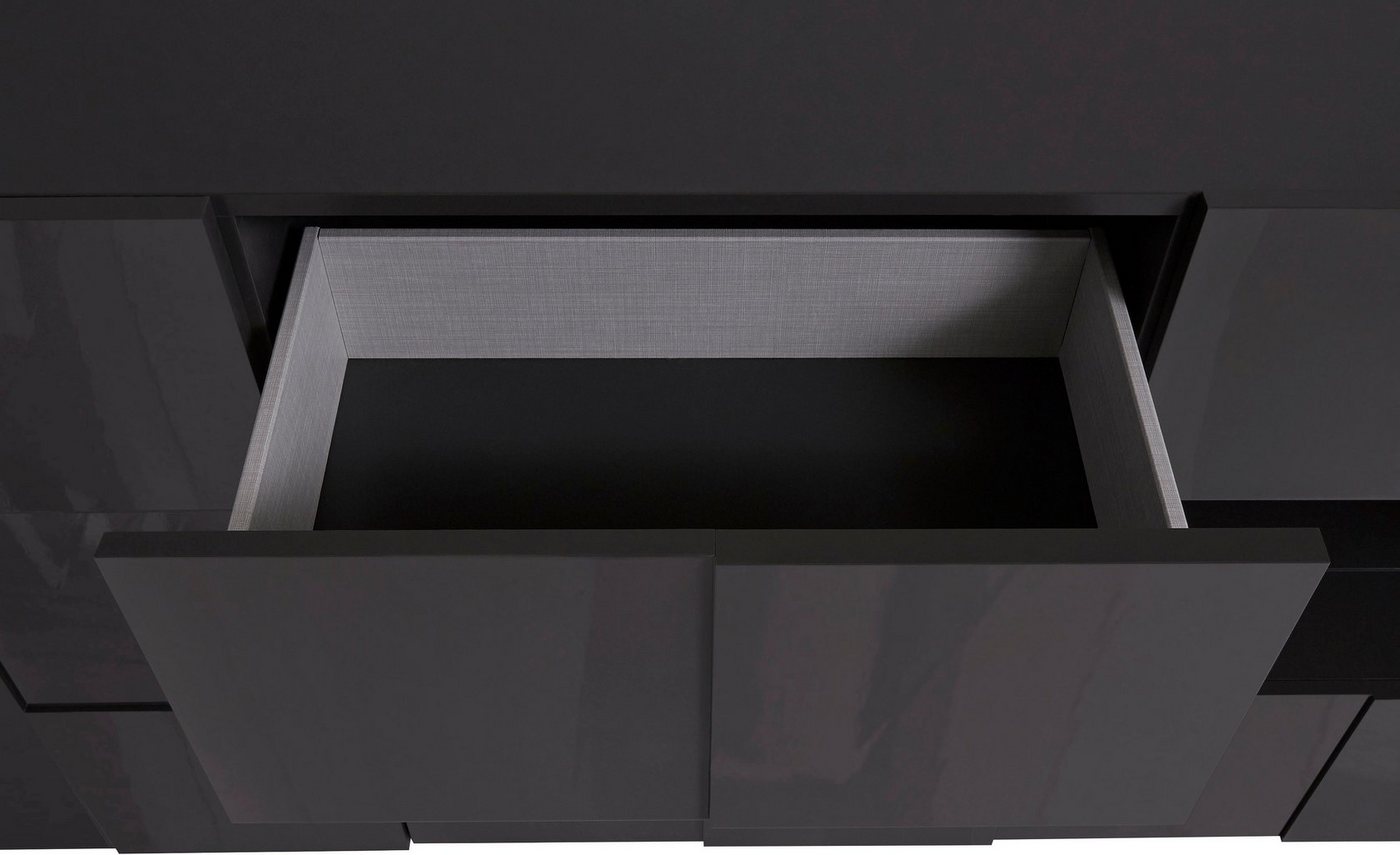 Home affaire Sideboard Dama Breite 241, Kommode 2 Türen u. 4 Schubkästen, Anrichte, Front in 3D-Optik, viel Stauraum, verschiedene Farben – Bild 5 von 5