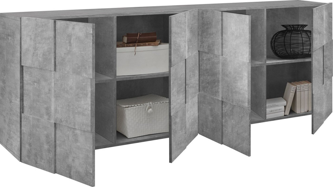 Home affaire Sideboard Dama Breite 241, Kommode 4 Türen, Anrichte, Front in 3D-Optik, viel Stauraum, verschiedene Farben – Bild 3 von 5