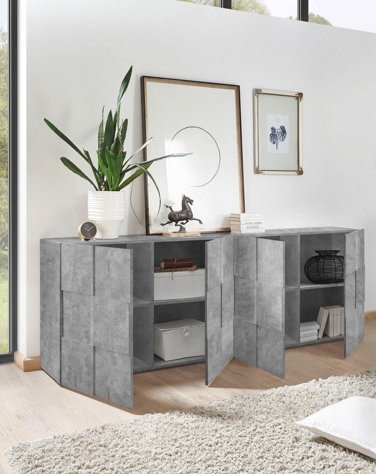 Home affaire Sideboard Dama Breite 241, Kommode 4 Türen, Anrichte, Front in 3D-Optik, viel Stauraum, verschiedene Farben – Bild 5 von 5