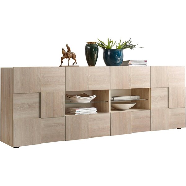 Home affaire Sideboard Dama Breite 241, Kommode 2 Türen u. 4 Schubkästen, Anrichte, Front in 3D-Optik, viel Stauraum, verschiedene Farben