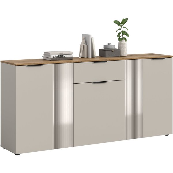 Home affaire Sideboard EDIL, Breite 140 cm, 2 Türen, 4 Schubkästen, 2 Einlegeböden, 3 Fächer (moderne Farbkombination, Platz für ca. 7 Paar Schuhe), Garderobens