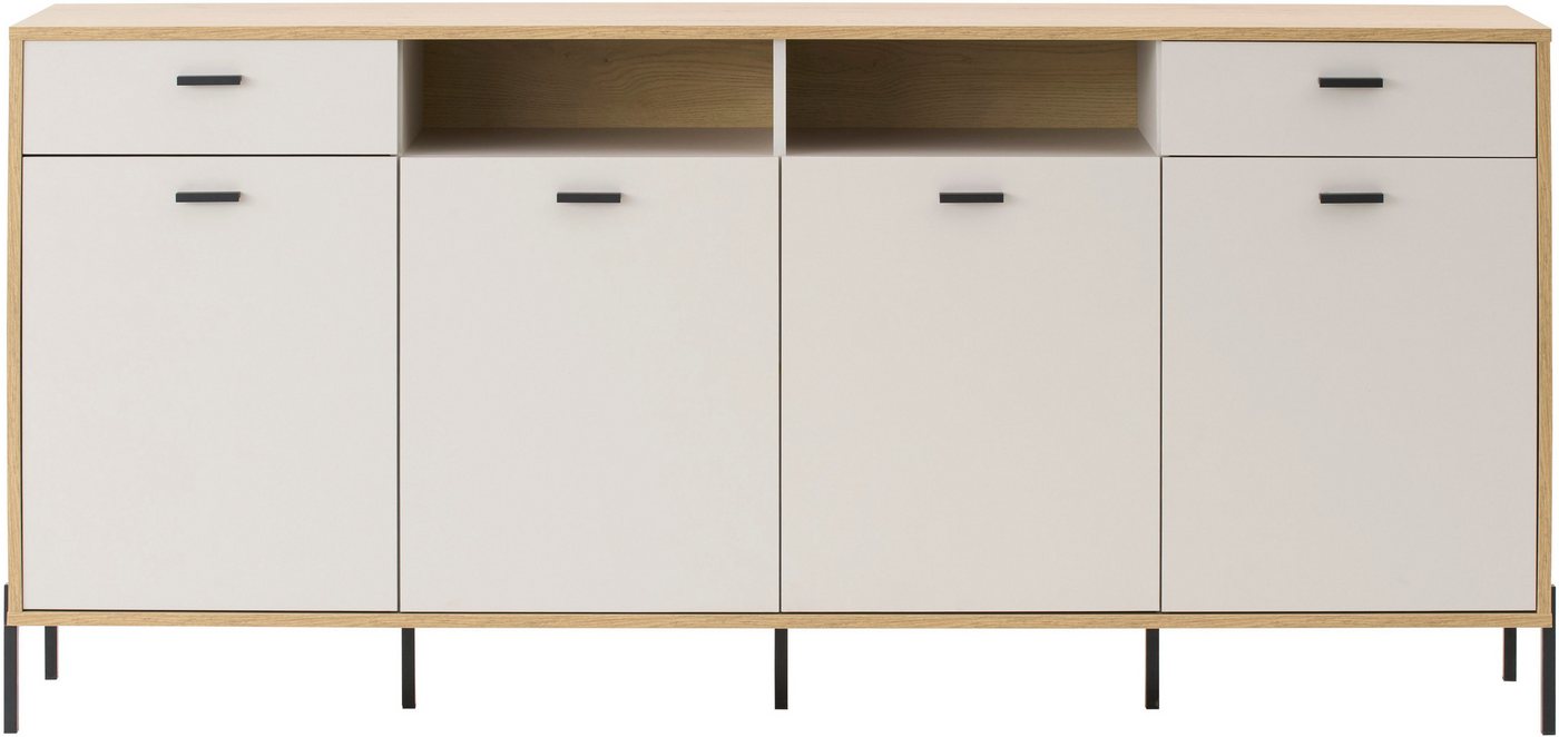 Home affaire Sideboard Fredericia, moderne Kommode, Schrank in Kaschmir, 205 cm breit, zeitlos, schwarze Metallgriffe und -füße, ausreichend Stauraum – Bild 3 von 5