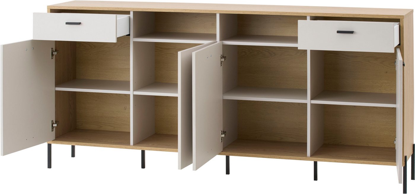 Home affaire Sideboard Fredericia, moderne Kommode, Schrank in Kaschmir, 205 cm breit, zeitlos, schwarze Metallgriffe und -füße, ausreichend Stauraum – Bild 5 von 5