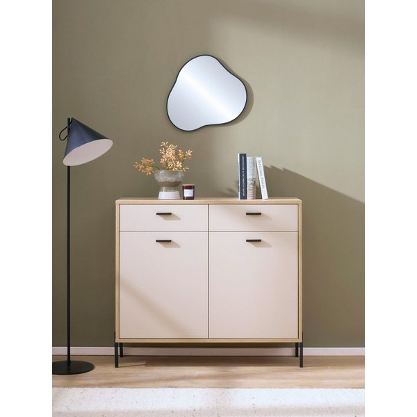 Home affaire Sideboard Fredericia, moderne Kommode, Schrank in Kaschmir, 115 cm breit, zeitlos, schwarze Metallgriffe und -füße, ausreichend Stauraum