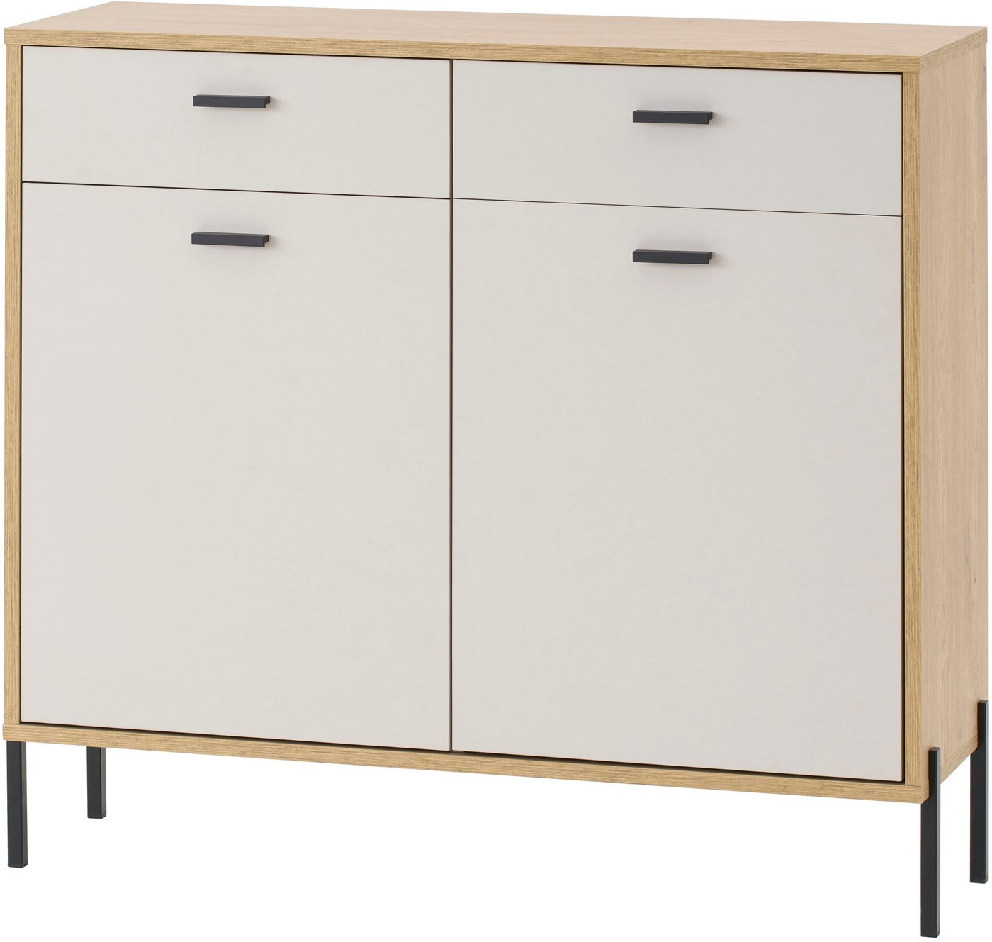 Home affaire Sideboard Fredericia, moderne Kommode, Schrank in Kaschmir, 115 cm breit, zeitlos, schwarze Metallgriffe und -füße, ausreichend Stauraum – Bild 3 von 5