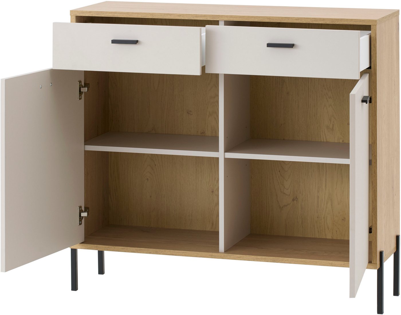 Home affaire Sideboard Fredericia, moderne Kommode, Schrank in Kaschmir, 115 cm breit, zeitlos, schwarze Metallgriffe und -füße, ausreichend Stauraum – Bild 5 von 5