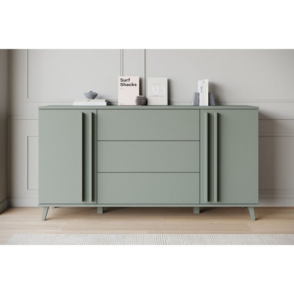 Home affaire Sideboard Helsinki, Kommode mit 2 Türen und 3 Schubladen, Breite 150 cm (1 St), Push-to-Open-Schubladen, höhenverstellbare Einlegeböden