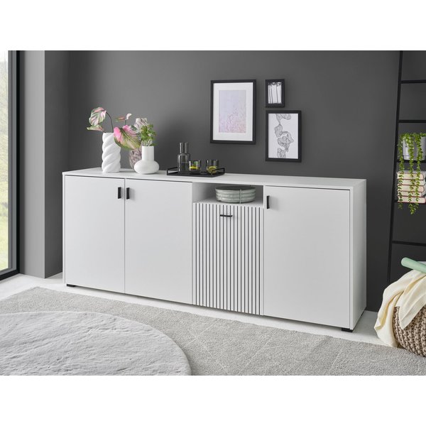 Home affaire Sideboard Hudson, in moderner Trendfarbe, Griffe aus Metall (Schwarz), Breite 200 cm