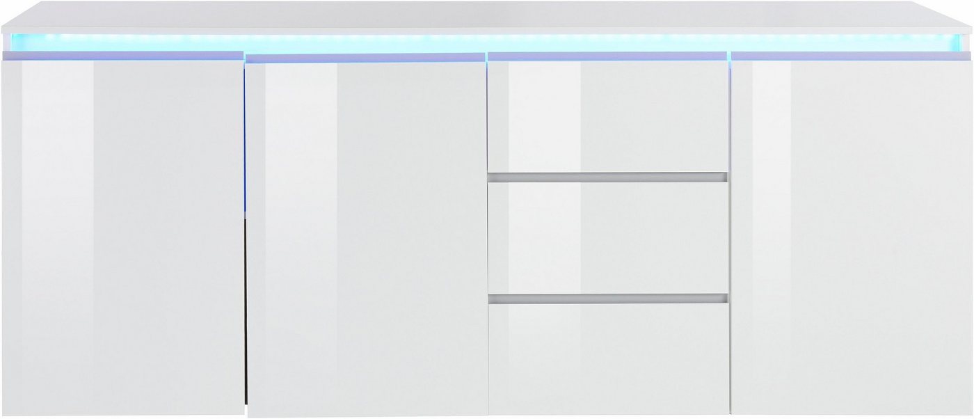 Home affaire Sideboard Magic, Kommode, Schrank, Stauraumschrank, mit 3 Türen und 3 Schubkästen Hochglanz lackiert (B/T/H) 200x40x81 cm – Bild 3 von 5