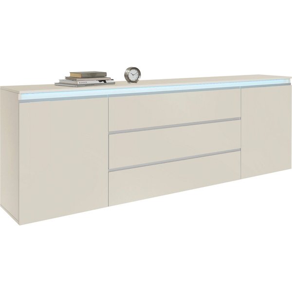 Home affaire Sideboard Magic, Kommode, Schrank, Stauraumschrank, Hochwertiger Aluminiumgriff, 2 Türen, 3 Schubkästen,B/T/H 240×40×81 cm