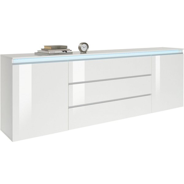 Home affaire Sideboard Magic, Kommode, Schrank, Stauraumschrank, mit 2 Türen und 3 Schubkästen Hochglanz lackiert (B/T/H) 240x40x81 cm