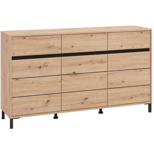 Home affaire Sideboard Marron, Kommode, vielseitig einsetzbar, Breite/Höhe 157/90 cm, mit 3 Schubladen, 2 Fächer hinter jeder Tür