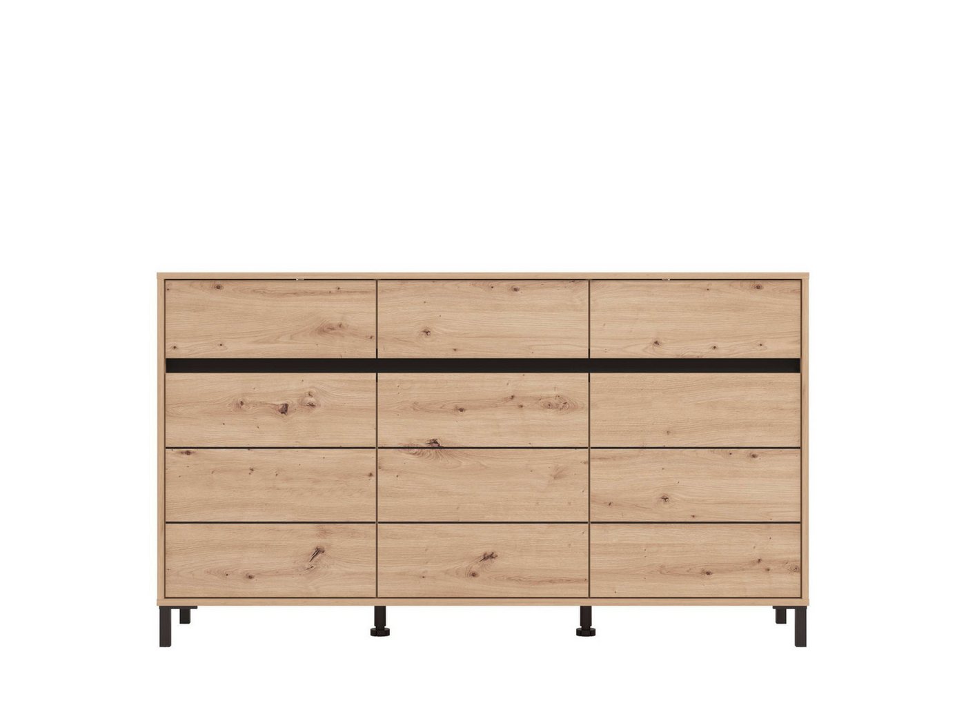 Home affaire Sideboard Marron, Kommode, vielseitig einsetzbar, Breite/Höhe 157/90 cm, mit 3 Schubladen, 2 Fächer hinter jeder Tür – Bild 3 von 5