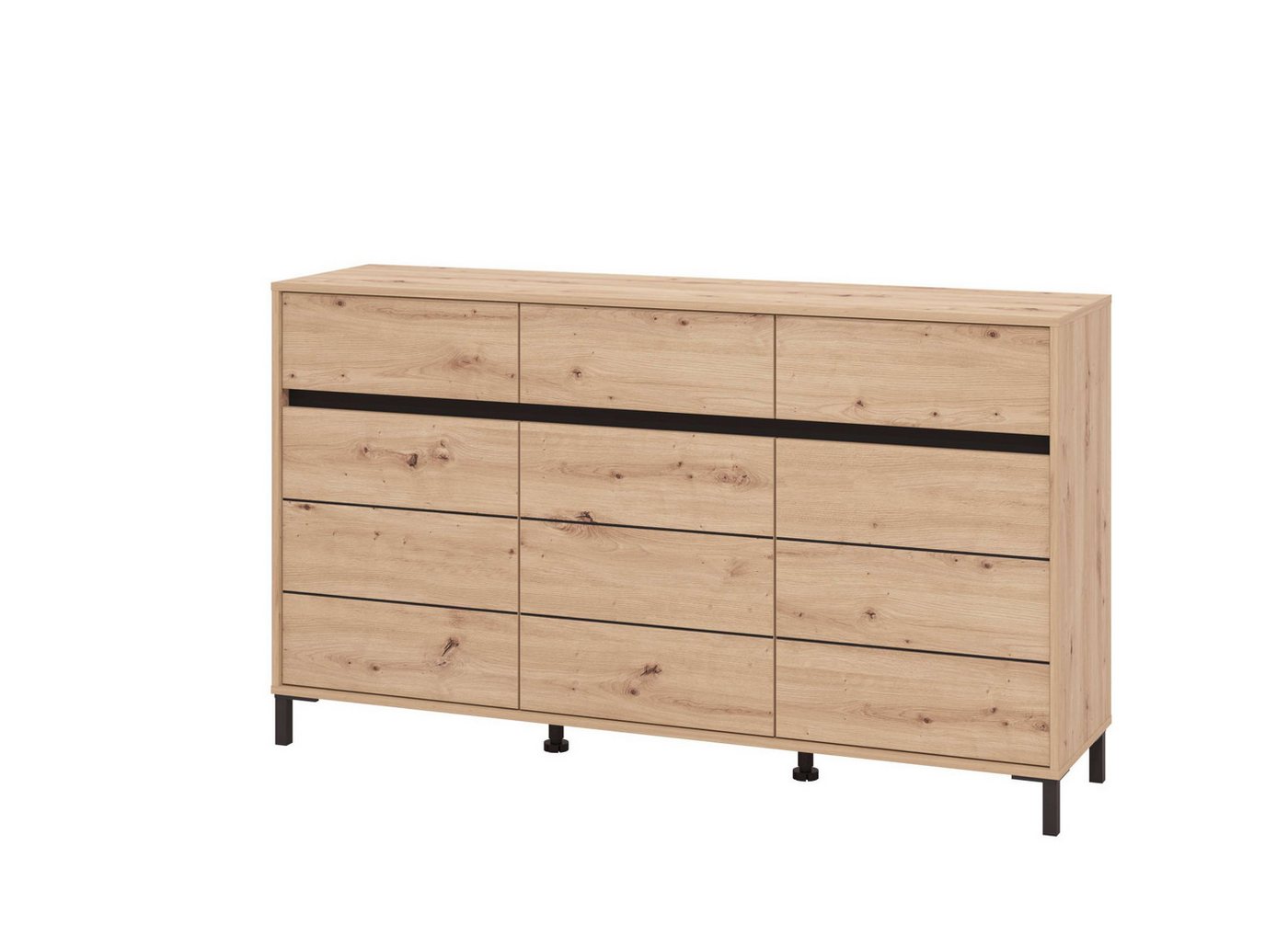 Home affaire Sideboard Marron, Kommode, vielseitig einsetzbar, Breite/Höhe 157/90 cm, mit 3 Schubladen, 2 Fächer hinter jeder Tür – Bild 5 von 5