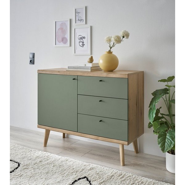 Home affaire Sideboard MAVAS, in moderner Trendfarbe, Griffe aus Metall (Schwarz), Breite 107 cm
