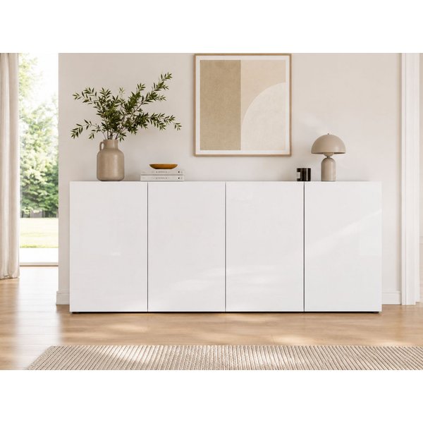 Home affaire Sideboard MISTER- Sideboard, Anrichte, Kommode, Made in Italy, 4 Fächer, Kommode mit 4 Türen, komplett Hochglanz lackiert, Breite 180cm