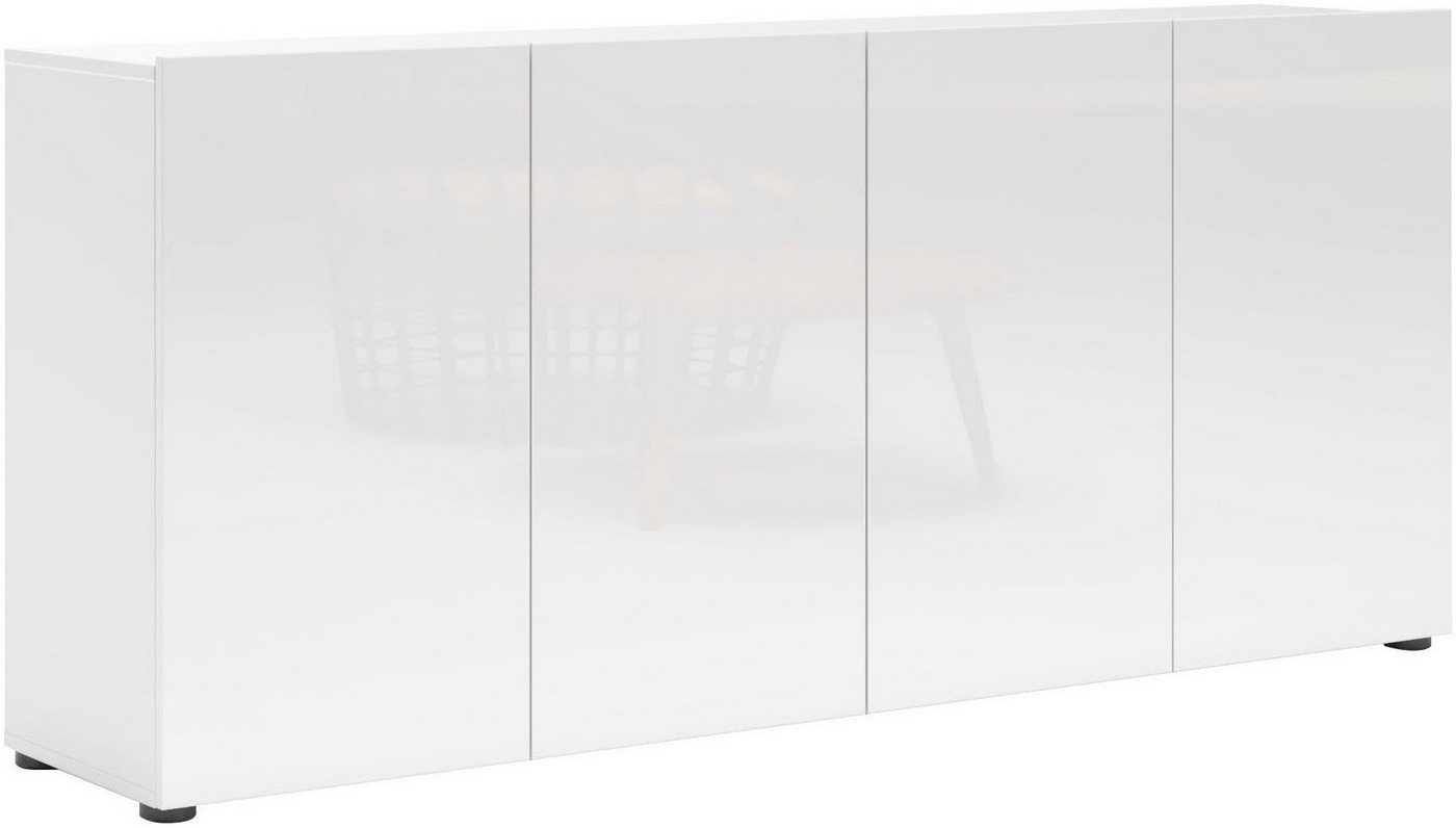 Home affaire Sideboard MISTER- Sideboard, Anrichte, Kommode, Made in Italy, 4 Fächer, Kommode mit 4 Türen, komplett Hochglanz lackiert, Breite 180cm – Bild 2 von 5