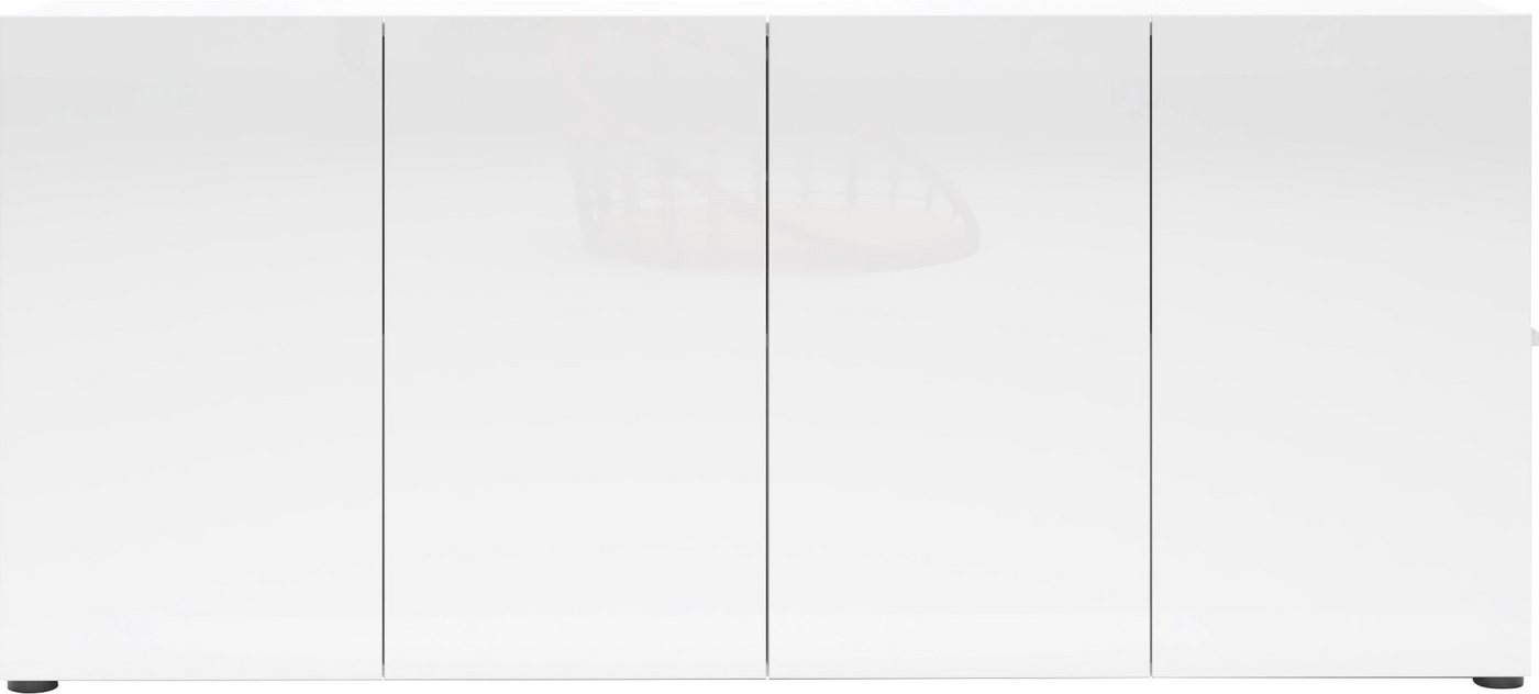 Home affaire Sideboard MISTER- Sideboard, Anrichte, Kommode, Made in Italy, 4 Fächer, Kommode mit 4 Türen, komplett Hochglanz lackiert, Breite 180cm – Bild 3 von 5