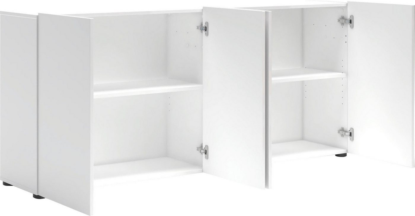 Home affaire Sideboard MISTER- Sideboard, Anrichte, Kommode, Made in Italy, 4 Fächer, Kommode mit 4 Türen, komplett Hochglanz lackiert, Breite 180cm – Bild 5 von 5