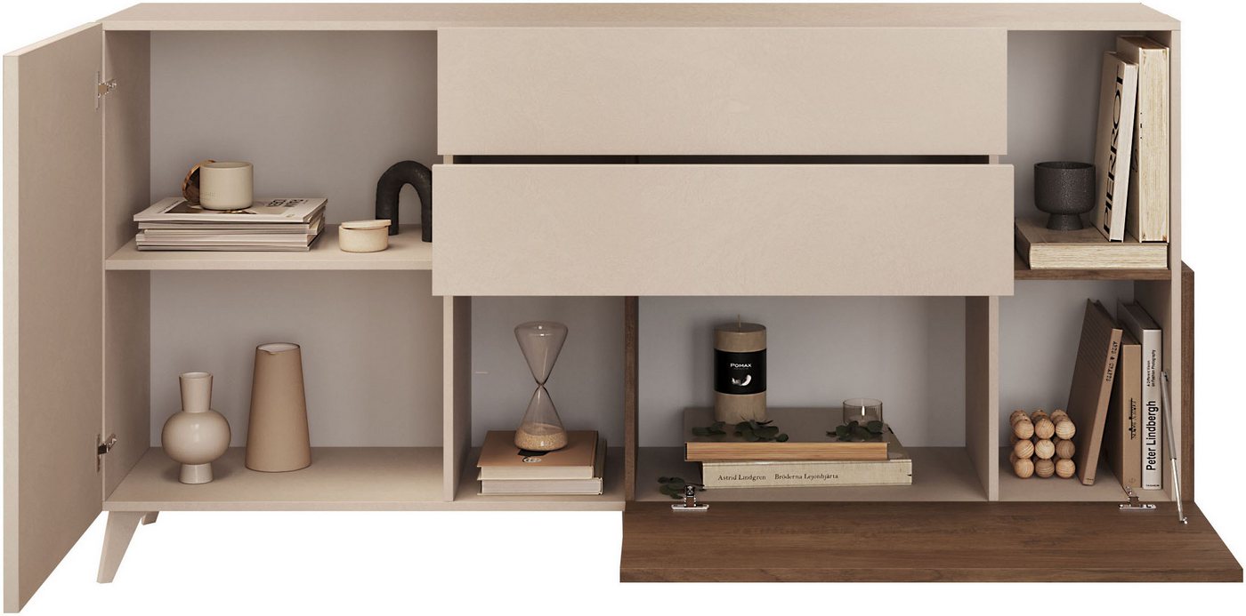 Home affaire Sideboard Monaco in Breite 181 cm, Anrichte mit Tür, Klappe und 2 Schubkästen, Stauraumschrank – sanftes Schließen, edles Design, viel Platz – Bild 3 von 5