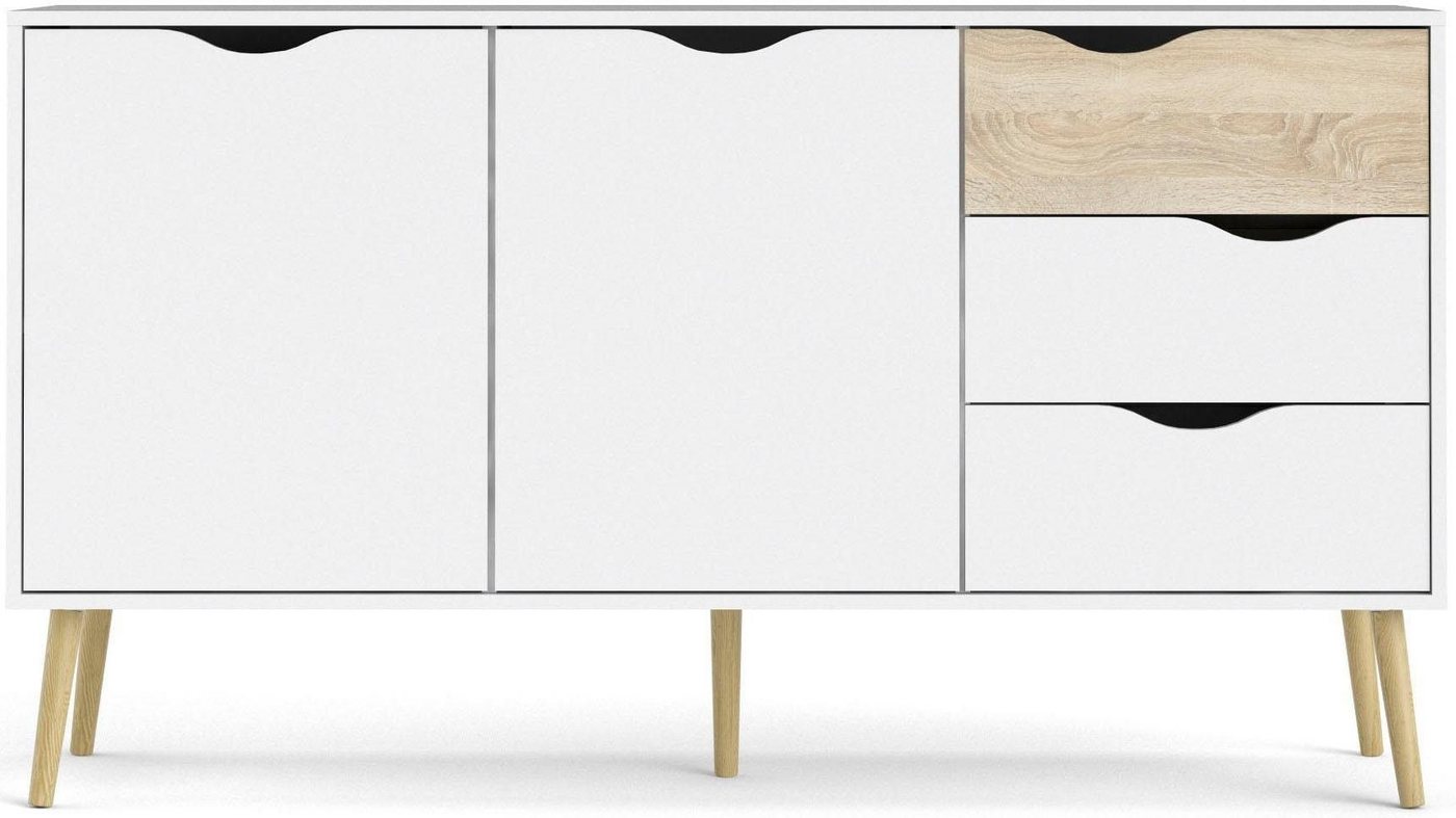 Home affaire Sideboard Oslo Aufbewahrung, Schubladenschrank, Kommode mit 2 Türen, 3 Schubladen, Breite 147 cm, Höhe 81 cm – Bild 2 von 5