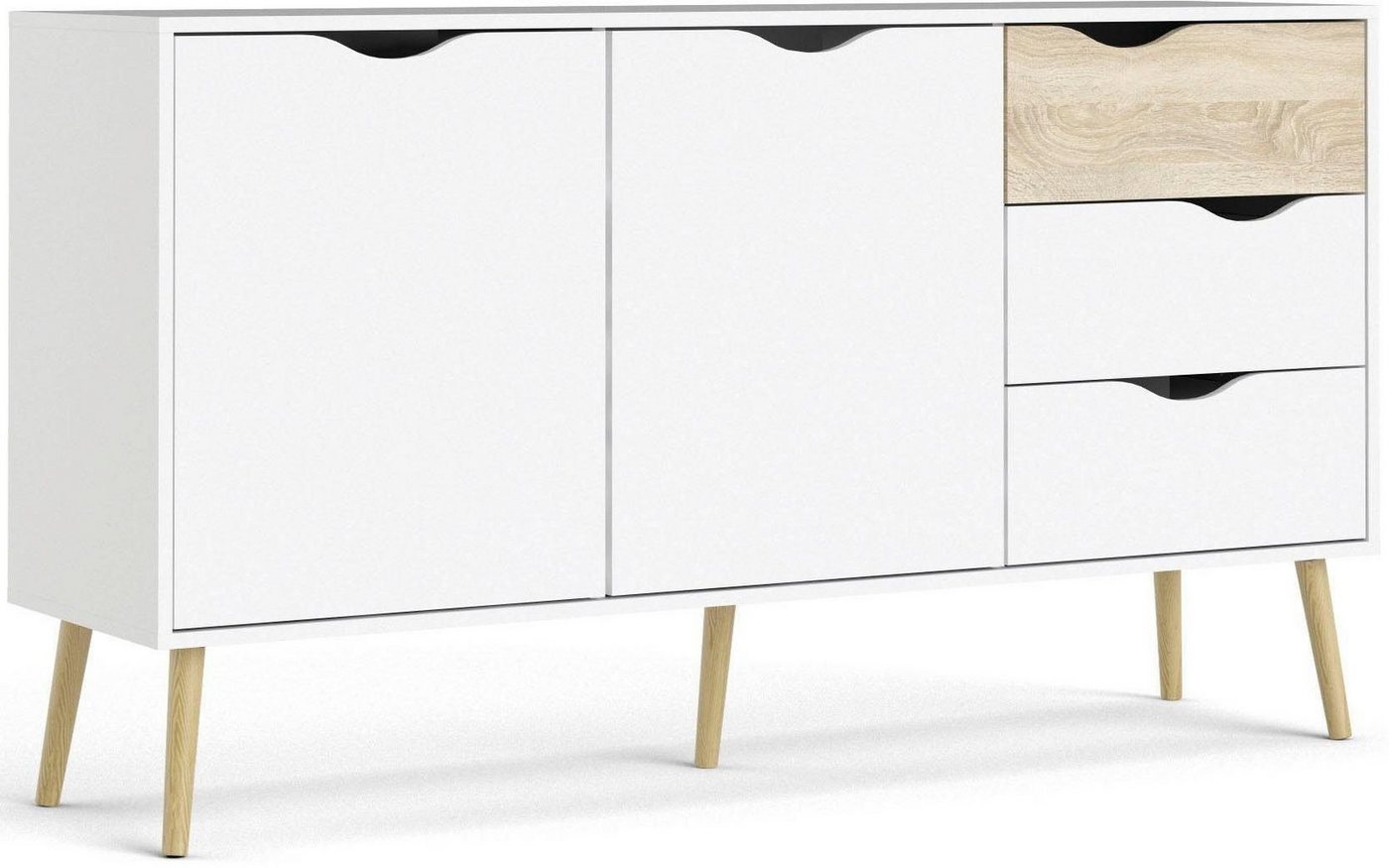Home affaire Sideboard Oslo Aufbewahrung, Schubladenschrank, Kommode mit 2 Türen, 3 Schubladen, Breite 147 cm, Höhe 81 cm – Bild 3 von 5