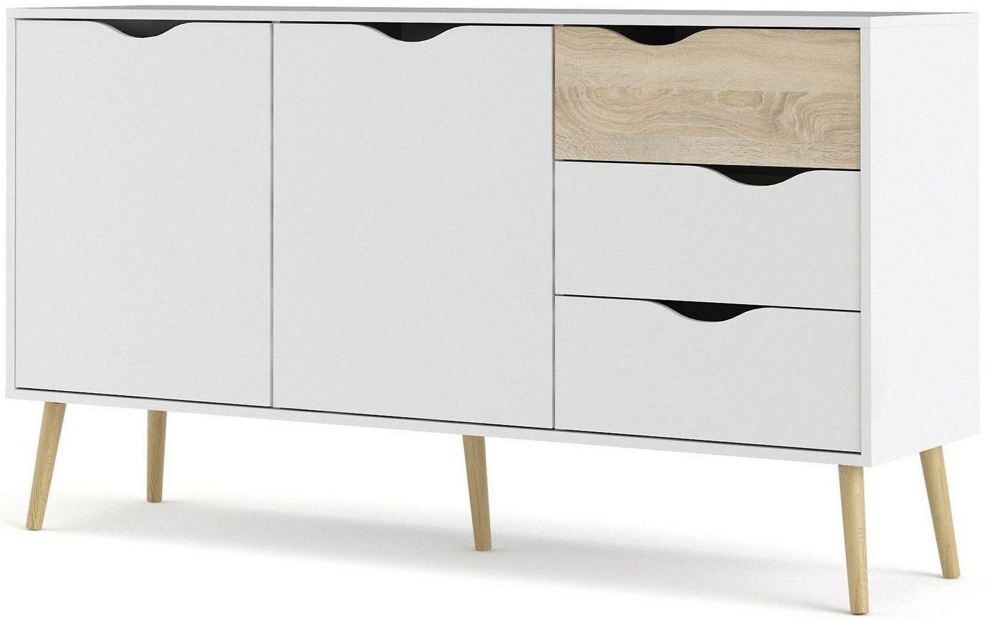 Home affaire Sideboard Oslo Aufbewahrung, Schubladenschrank, Kommode mit 2 Türen, 3 Schubladen, Breite 147 cm, Höhe 81 cm – Bild 4 von 5