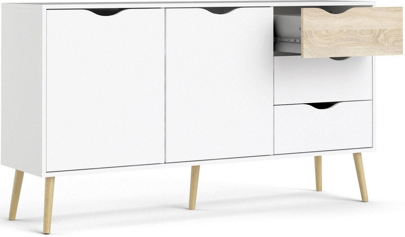 Home affaire Sideboard Oslo Aufbewahrung, Schubladenschrank, Kommode mit 2 Türen, 3 Schubladen, Breite 147 cm, Höhe 81 cm – Bild 5 von 5