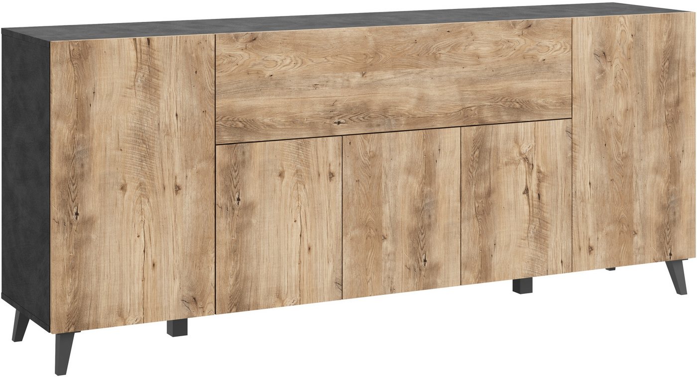 Home affaire Sideboard SIDEBOARD PHUKET II, Stilvolle, grifflose kommode, Breite 180cm, Mit 5 Türen, 1 Klappe, 7 Fächern und höhenverstellbaren Einlegeböden – Bild 2 von 5
