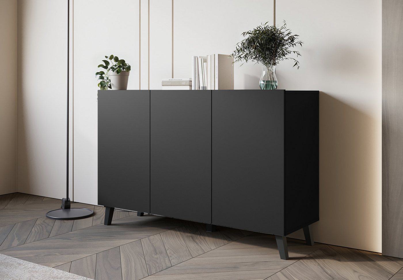 Home affaire Sideboard SIDEBOARD PHUKET II, Stilvolle, grifflose Kommode, Breite 120cm (1 St), Mit 6 Fächern und höhenverstellbaren Einlegeböden – Bild 4 von 5