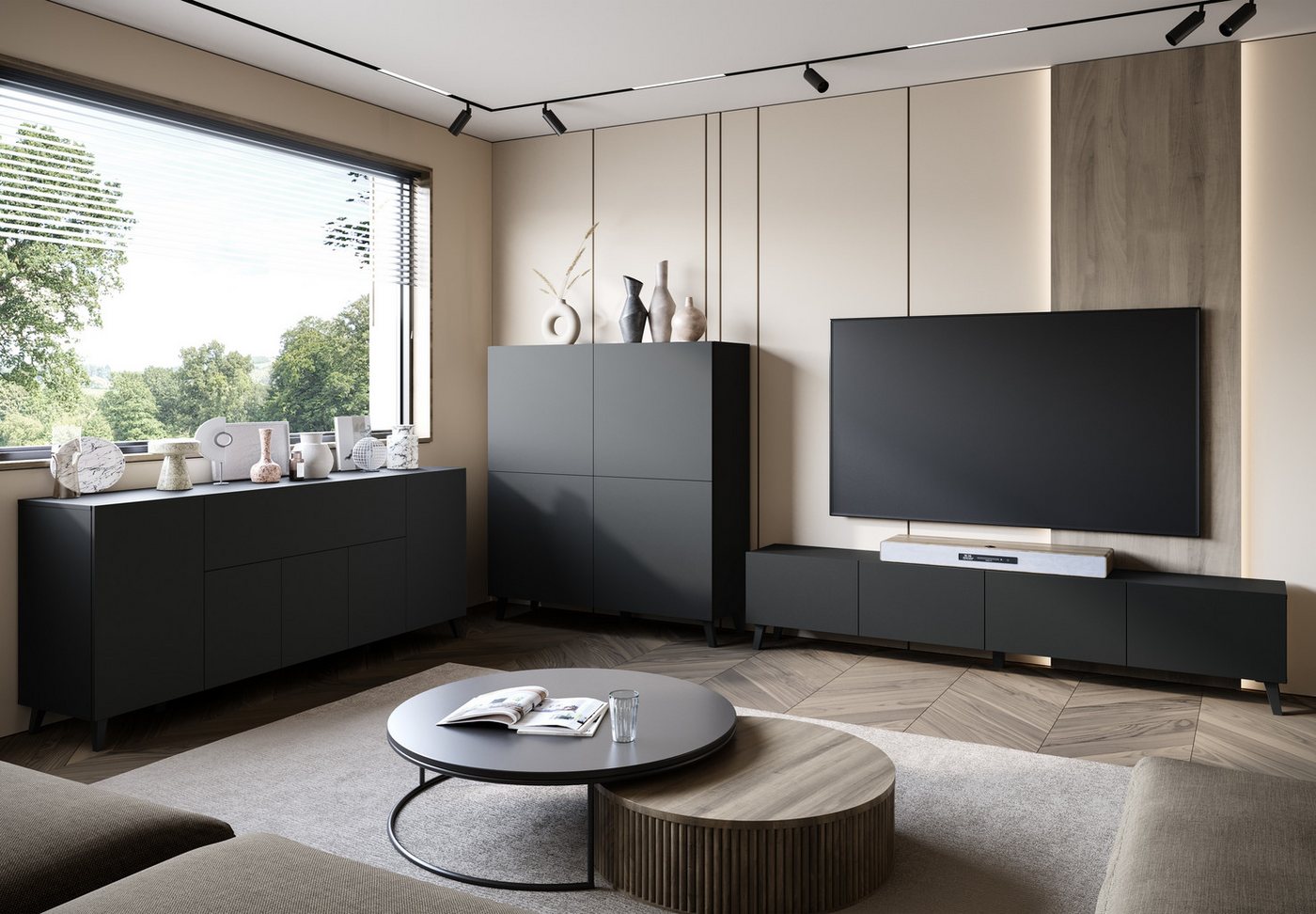 Home affaire Sideboard SIDEBOARD PHUKET II, Stilvolle, grifflose Kommode, Breite 120cm (1 St), Mit 6 Fächern und höhenverstellbaren Einlegeböden – Bild 5 von 5