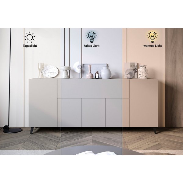 Home affaire Sideboard SIDEBOARD PHUKET II, Stilvolle, grifflose kommode, Breite 180cm, Mit 5 Türen, 1 Klappe, 7 Fächern und höhenverstellbaren Einlegeböden