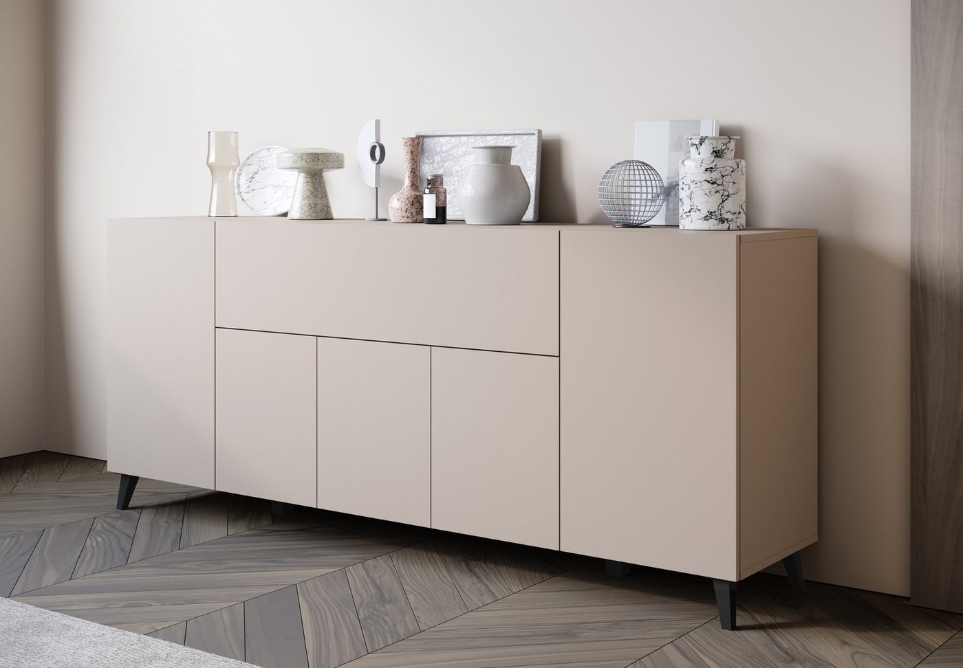 Home affaire Sideboard SIDEBOARD PHUKET II, Stilvolle, grifflose kommode, Breite 180cm, Mit 5 Türen, 1 Klappe, 7 Fächern und höhenverstellbaren Einlegeböden – Bild 4 von 5