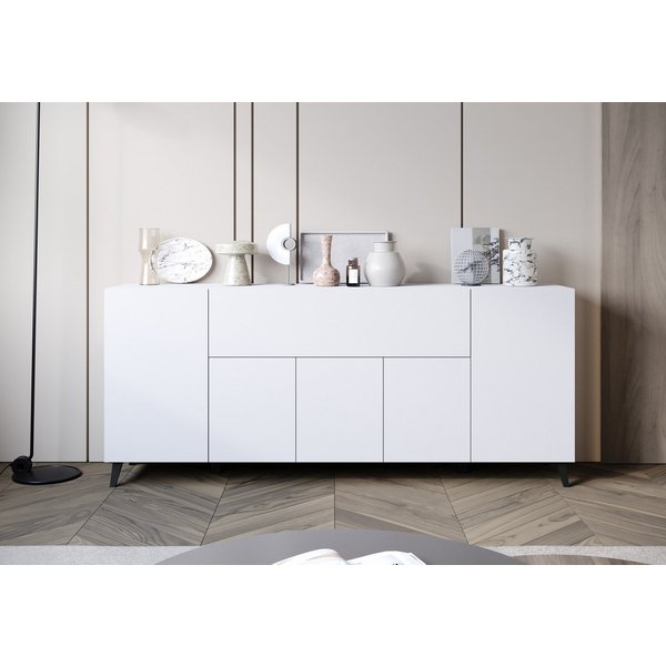 Home affaire Sideboard SIDEBOARD PHUKET II, Stilvolle, grifflose kommode, Breite 180cm, Mit 5 Türen, 1 Klappe, 7 Fächern und höhenverstellbaren Einlegeböden