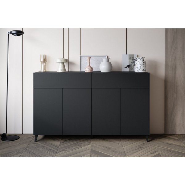 Home affaire Sideboard Phuket mit 4 Türen und 2 Schubladen, 160 cm breit (1 St), Grifflose Kommode mit Push-to-Open und viel Stauraum