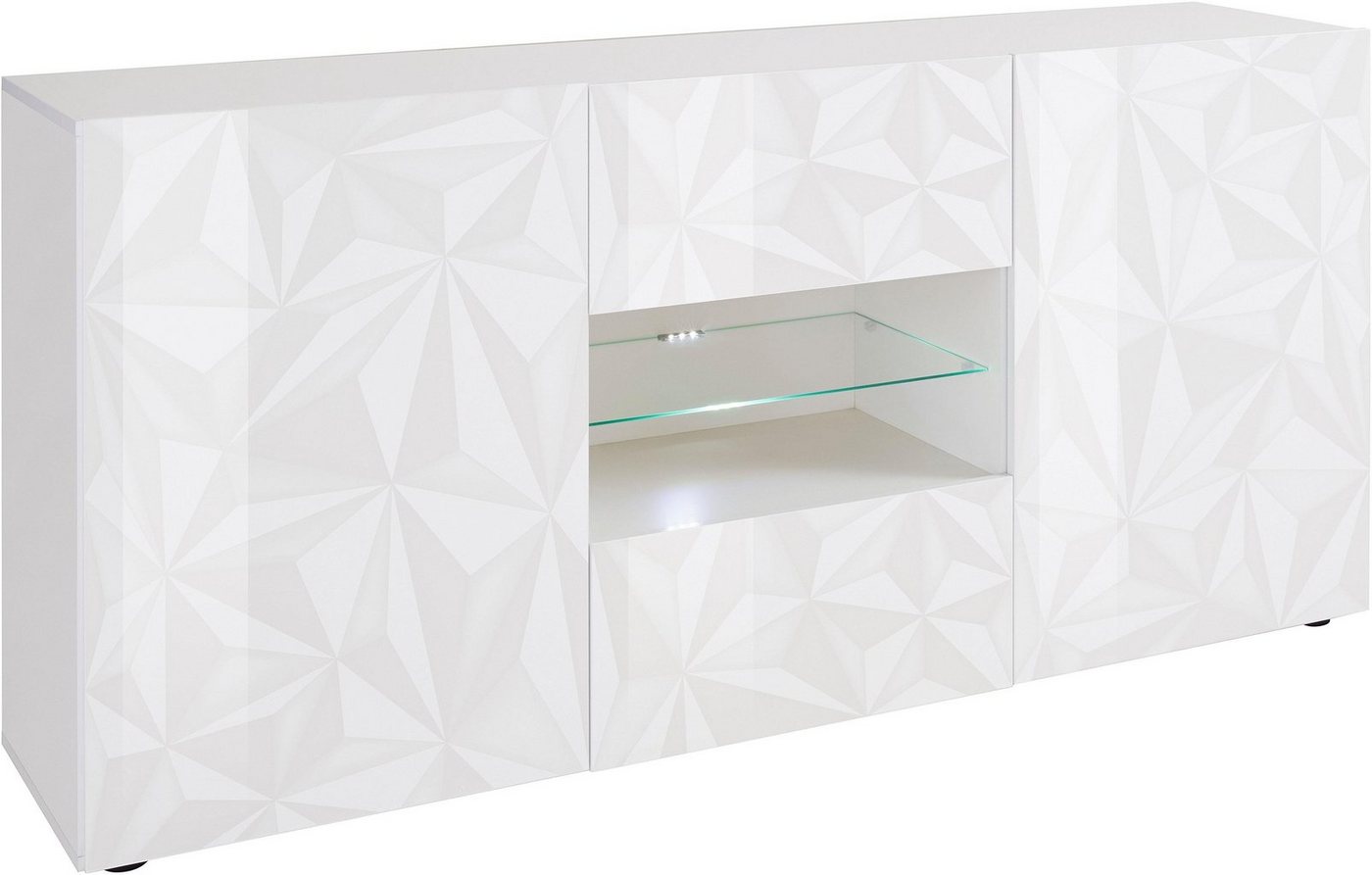 Home affaire Sideboard Prisma Breite 181, Kommode 2 Türen, 2 Schubkästen, Anrichte, Front mit elegantem Siebdruck, grifflos, viel Stauraum – Bild 3 von 5