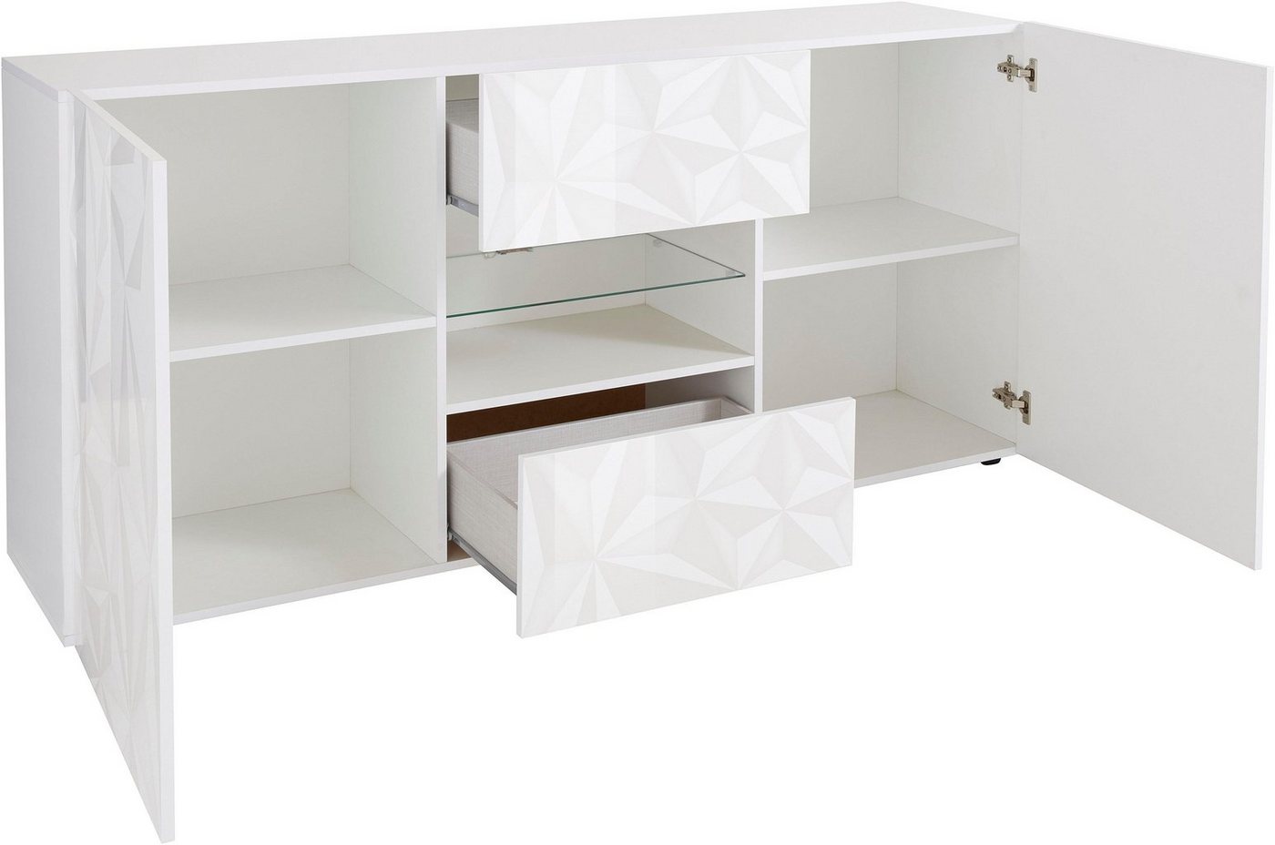 Home affaire Sideboard Prisma Breite 181, Kommode 2 Türen, 2 Schubkästen, Anrichte, Front mit elegantem Siebdruck, grifflos, viel Stauraum – Bild 5 von 5