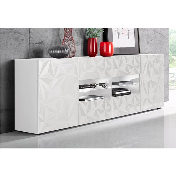 Home affaire Sideboard Prisma Breite 241, Kommode 2 Türen, 4 Schubkästen, Anrichte, Front mit elegantem Siebdruck, grifflos, viel Stauraum