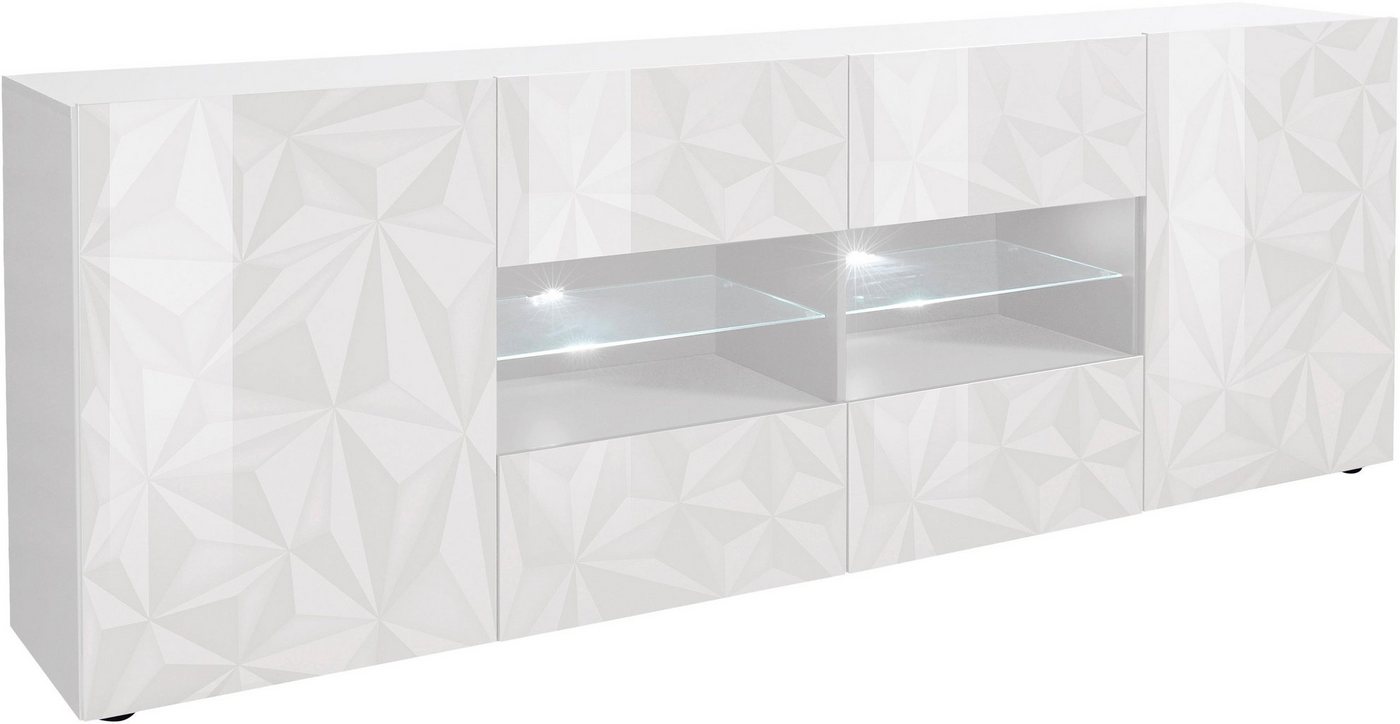 Home affaire Sideboard Prisma Breite 241, Kommode 2 Türen, 4 Schubkästen, Anrichte, Front mit elegantem Siebdruck, grifflos, viel Stauraum – Bild 2 von 5