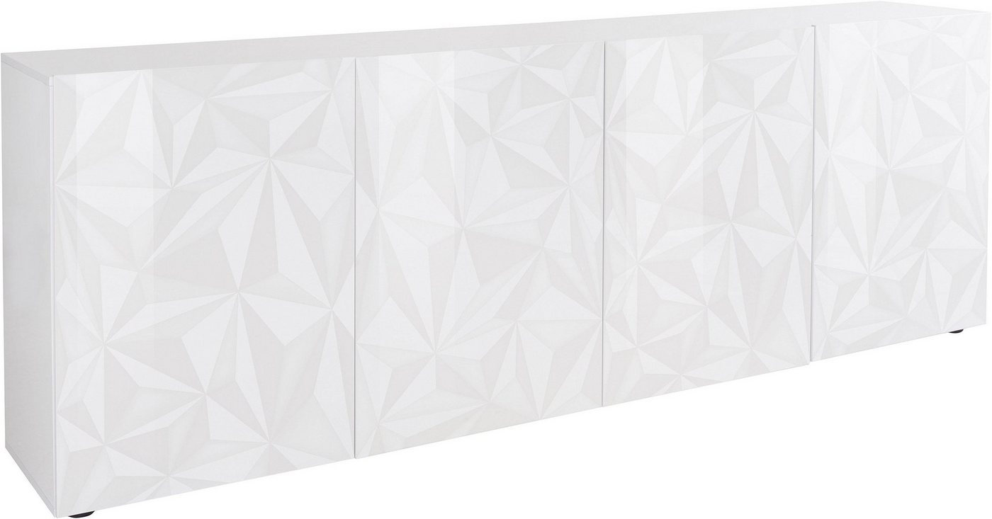 Home affaire Sideboard Prisma Breite 241, Kommode 4 Türen, Anrichte, Front mit elegantem Siebdruck, grifflos, viel Stauraum – Bild 3 von 5