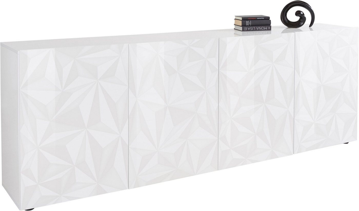 Home affaire Sideboard Prisma Breite 241, Kommode 4 Türen, Anrichte, Front mit elegantem Siebdruck, grifflos, viel Stauraum – Bild 4 von 5