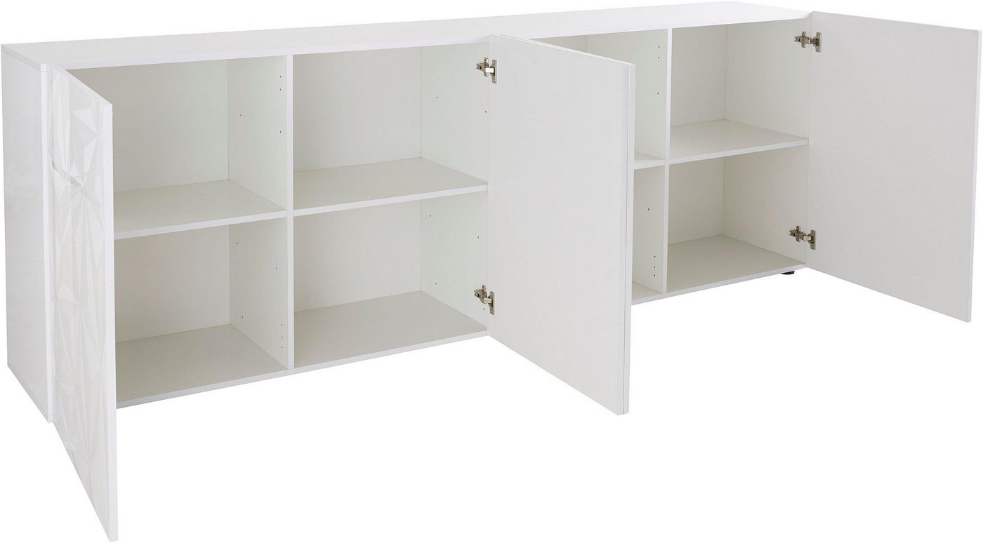 Home affaire Sideboard Prisma Breite 241, Kommode 4 Türen, Anrichte, Front mit elegantem Siebdruck, grifflos, viel Stauraum – Bild 5 von 5