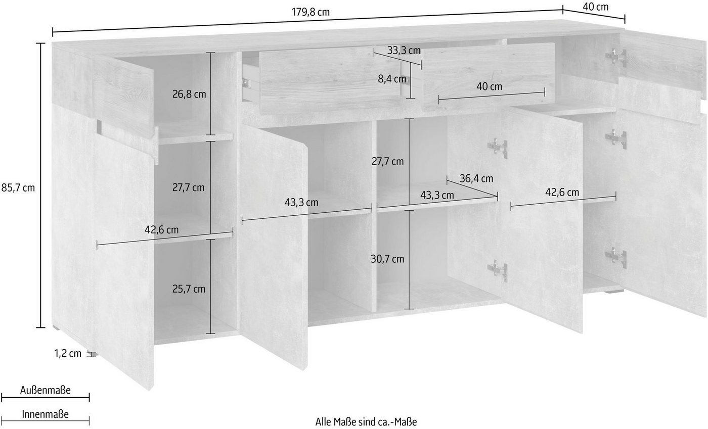 Home affaire Sideboard Rimini, Breite 180 cm – Bild 5 von 5