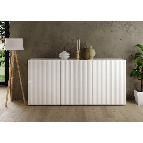 Home affaire Sideboard Rio Breite 181 cm, Kommode mit 3 Türen, Anrichte, geriffelte MDF-Fronten, modern u. elegant, viel Stauraum