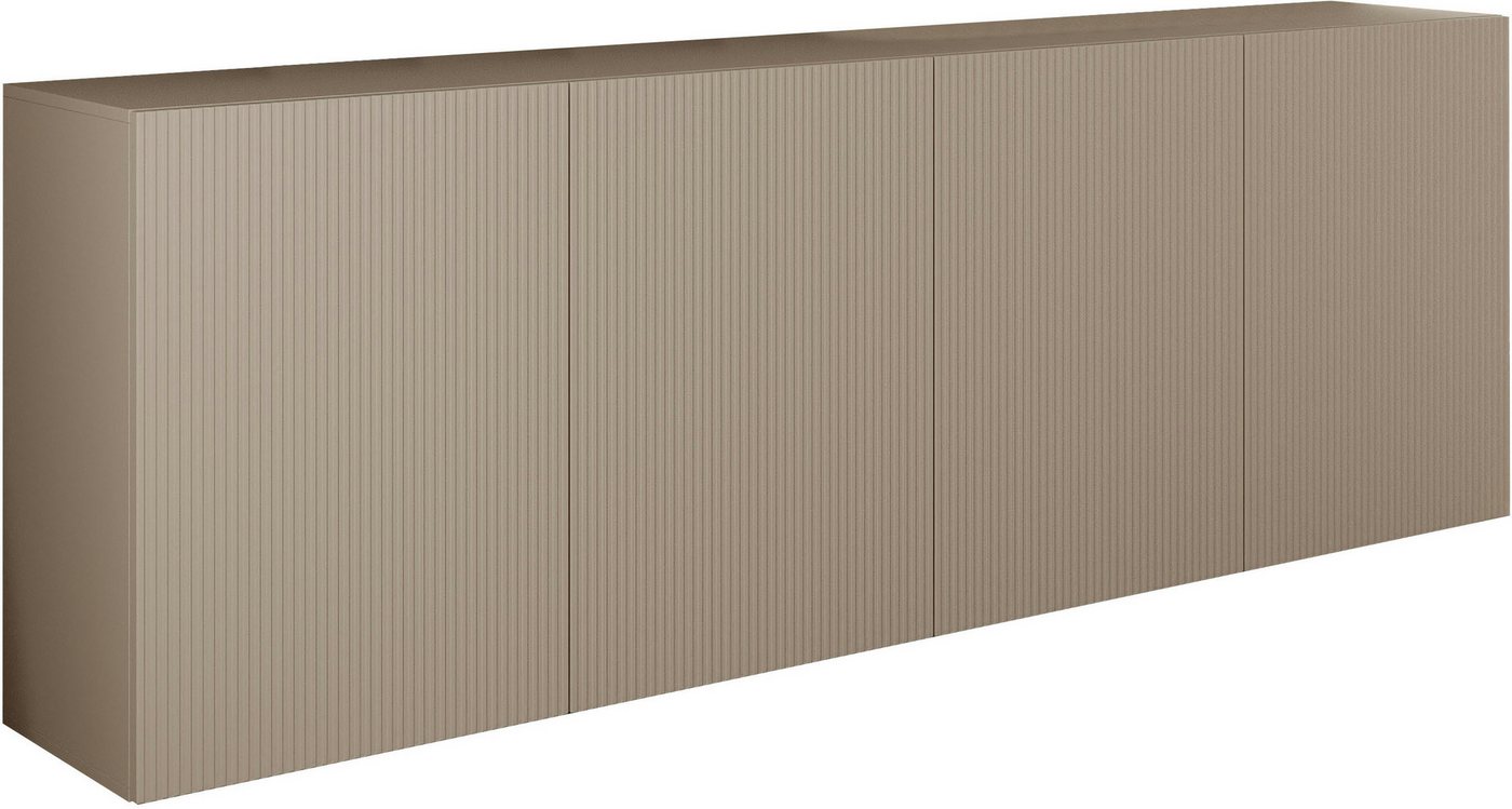 Home affaire Sideboard Rio Breite 240 cm, Kommode mit 4 Türen, Anrichte, geriffelte MDF-Fronten, modern u. elegant, viel Stauraum – Bild 3 von 5