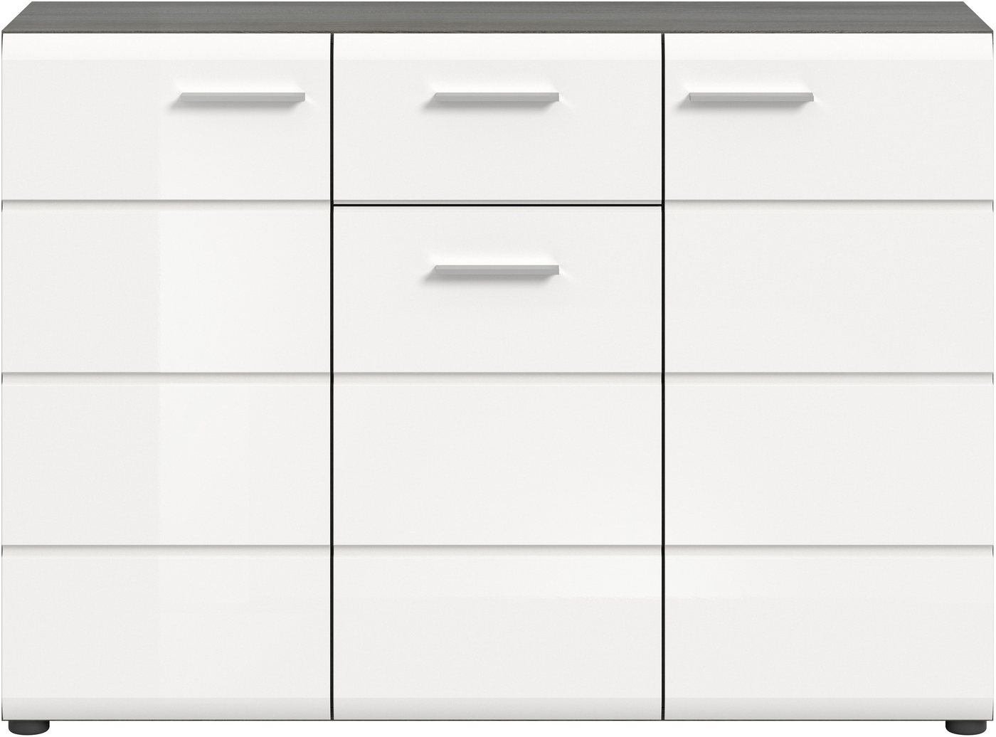 Home affaire Sideboard Rumba, Breite 120cm, in Rauchsilber Nachbildung/Weiß Hochglanz, Kommode, Sideboard, Schrank – Bild 3 von 5